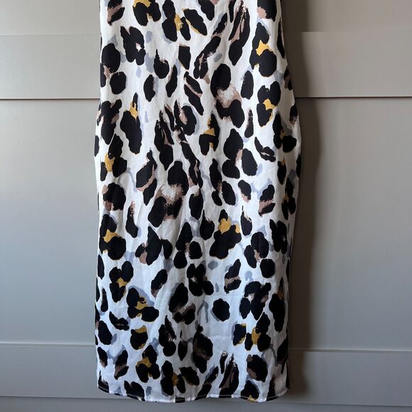 Revolve Super Down Slip Dress Women White Black Small Animal Print V Neck Lined - Picture 4 of 16